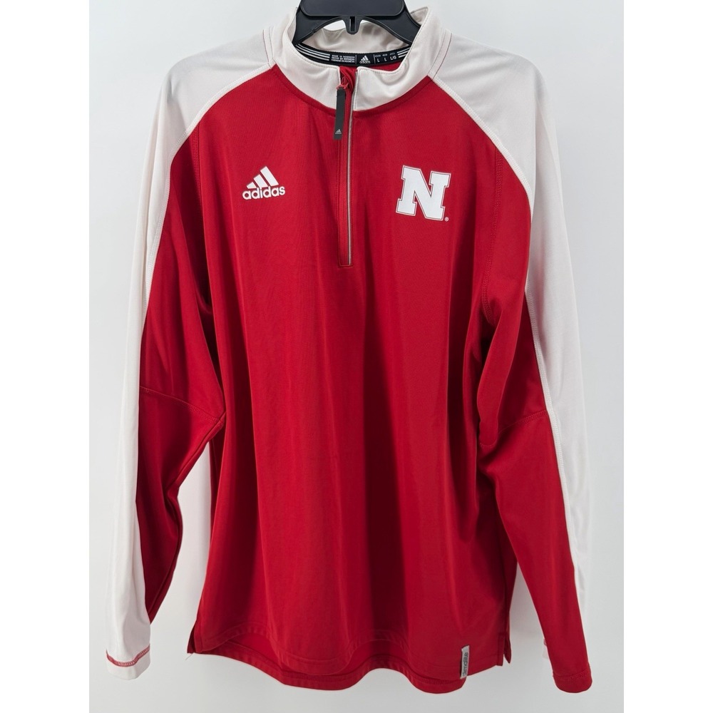 Adidas Climalite Men's 1/4 Zip Pullover Jacket Red/White Size L